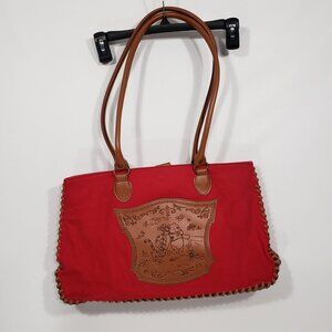 Disney  Winnie the Pooh  Red Canvas Shoulder Bag Handbag Purse  faux leather str